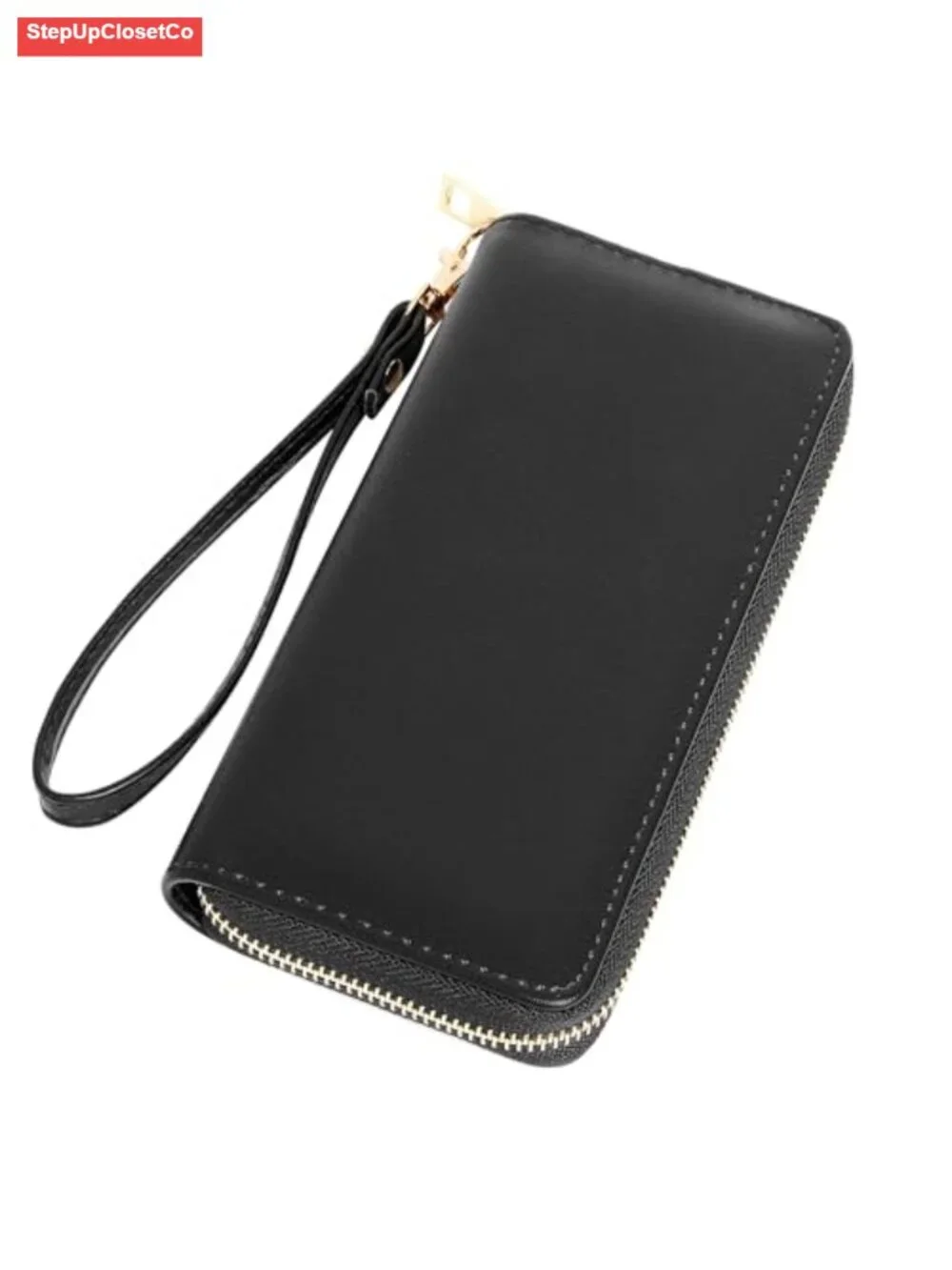 RFID Blocking PU Leather Wristlet Wallet with Phone Holder, Zip Around Clutch